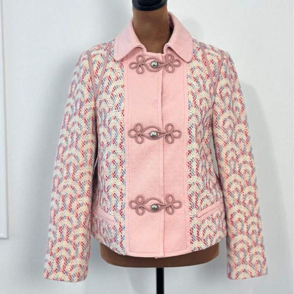 Marc Jacobs Jackets & Blazers - Marc Jacobs Pink Wool Tweed Jacket Frog Closure Peter Pan Collar Designer